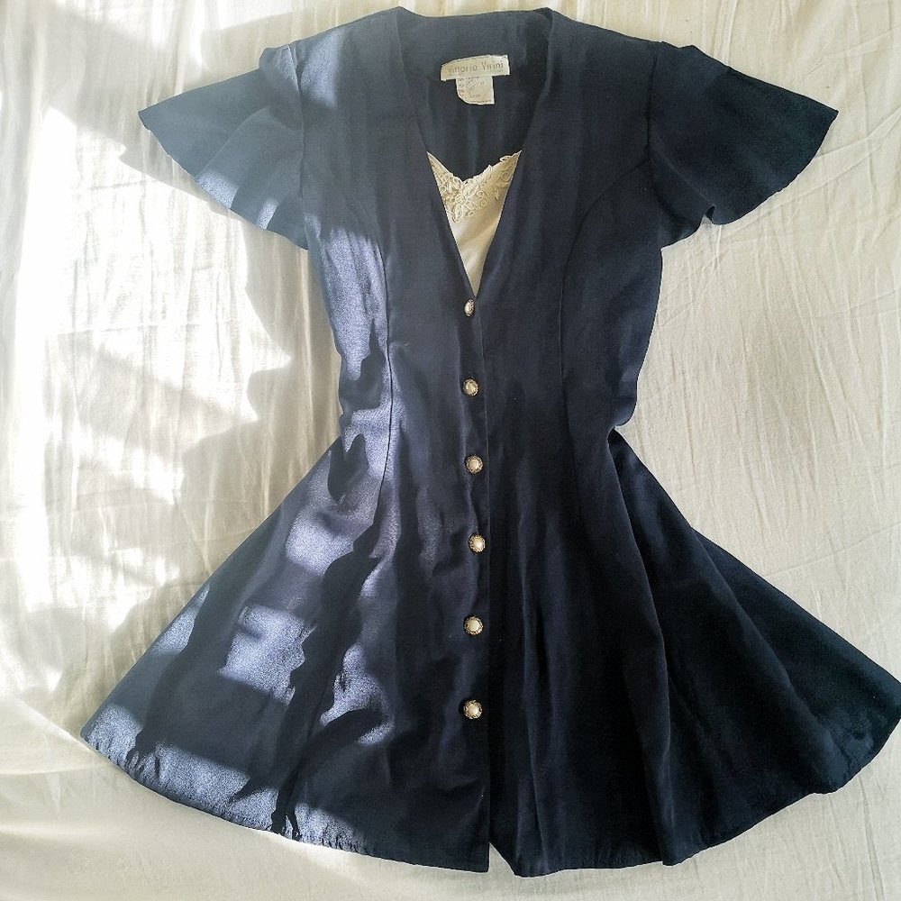 Authentic Vintage Vittoria Virini Navy Dress